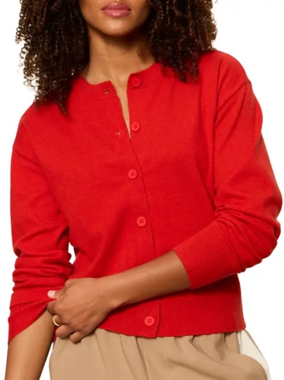 Calvin Klein Red Button-Up Sweater